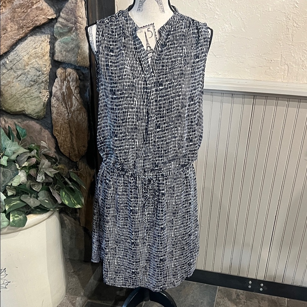 Hilary Radley Navy and White Patterned Dress